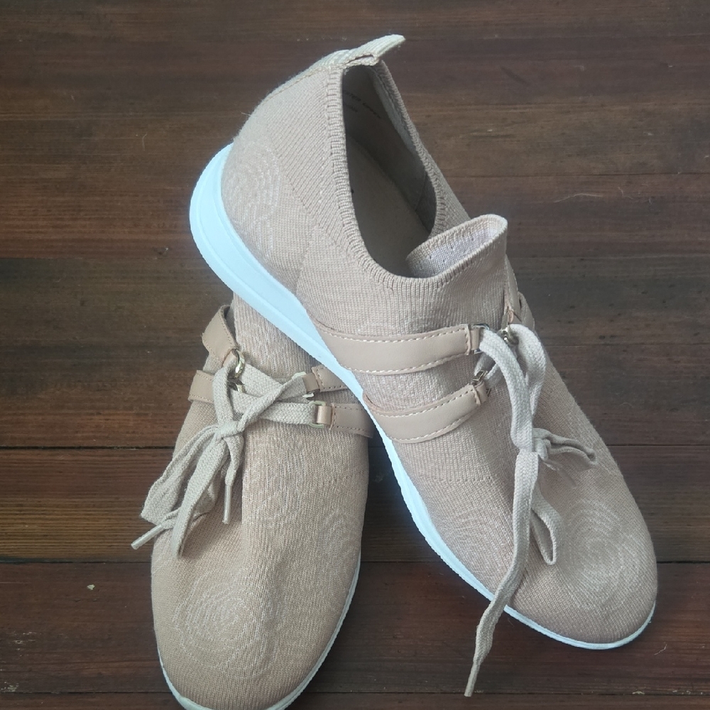 Isaac Mizrahi Tan Sneakers with Suede-like Finish